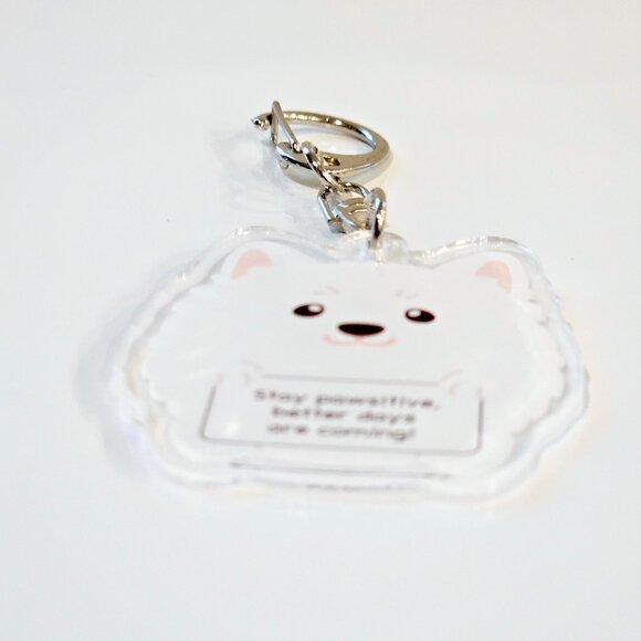 Samoyed/American Eskimo, Puppy Dog Acrylic Keychain, Quote, Charm, Accessory - Picture 3 of 3